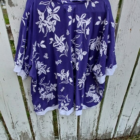 All American Comfort Purple Cardigan with white florals - Picture 2 of 6